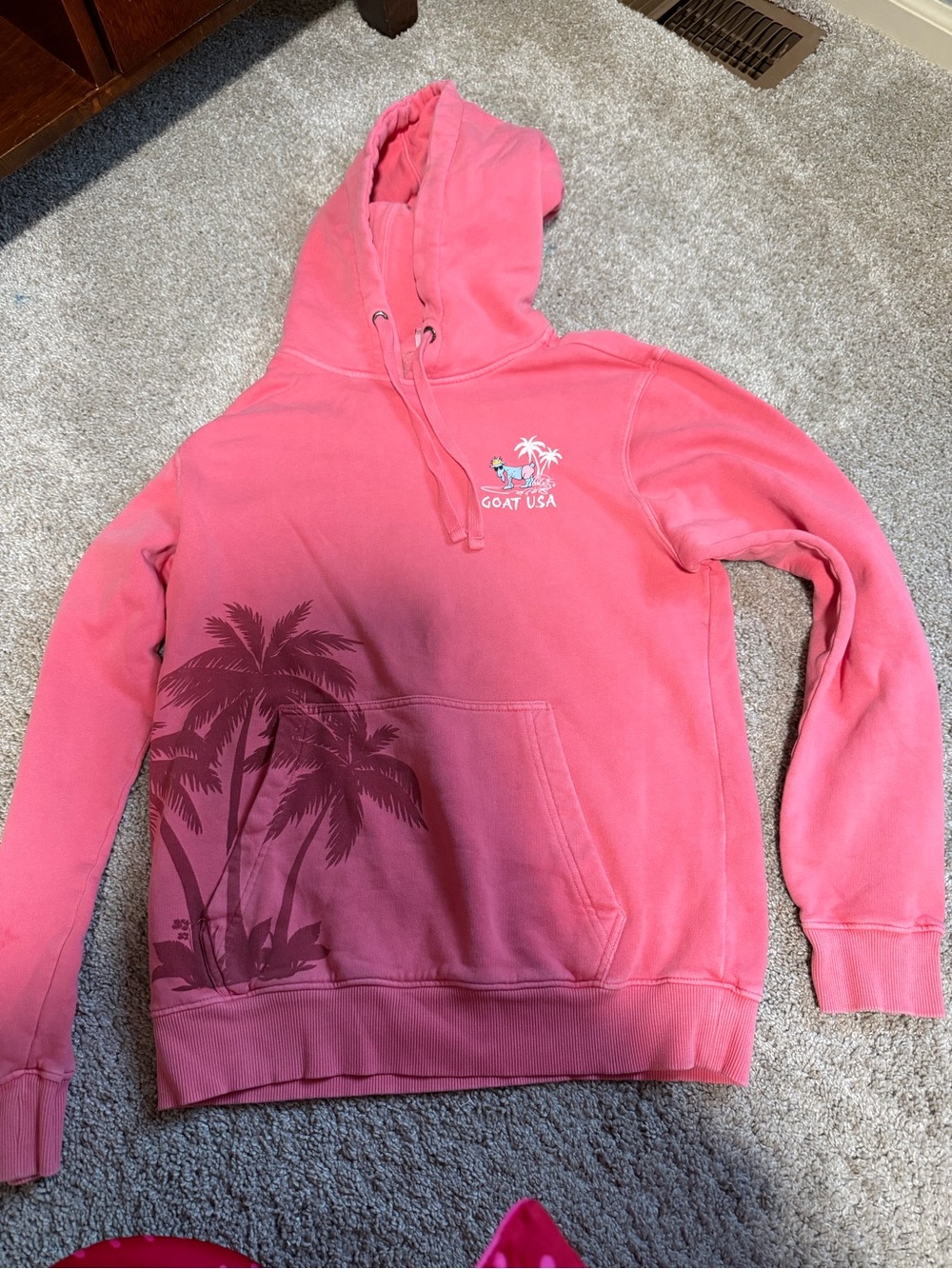 GOAT USA Coral Pink Palm-Print Hoodie